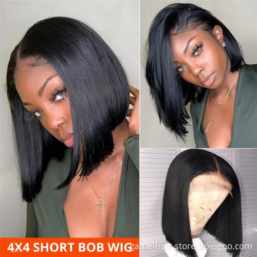Cheap Raw Indian Virgin Human Hair Straight Hd Full Lace Frontal Bob Wigs Natural Human Hair Transparent Lace Front Wig Vendor